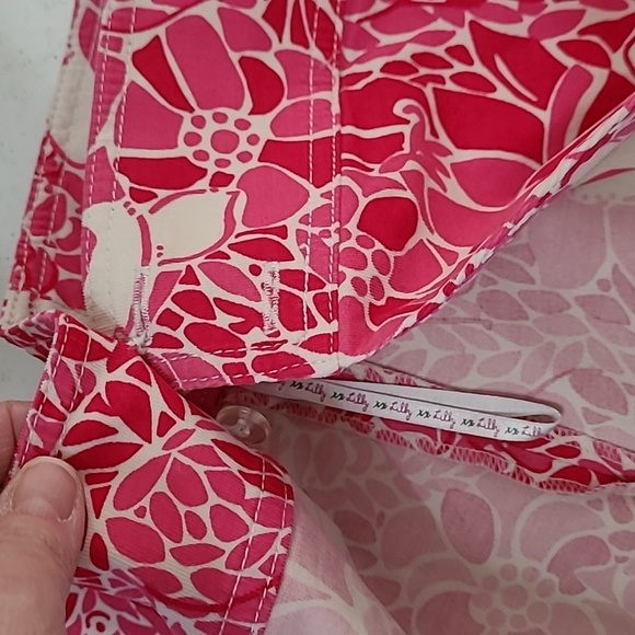 Lilly Pulitzer <White Label> Pink Floral Thin Corduroy Wrap Skirt size 12 - Picture 5 of 9